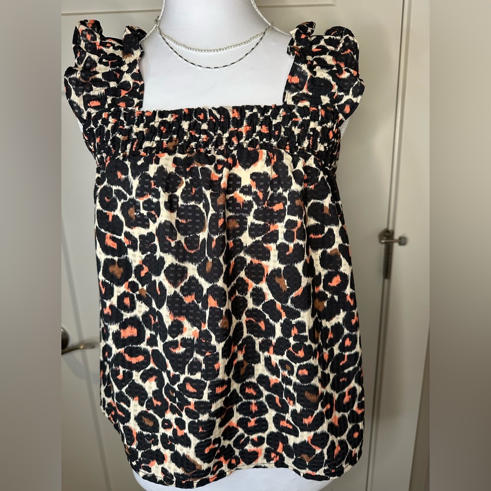 Who What‎ Wear Women's Sleeveless Leopard Print Blouse Size XS Black/Beige/Pink